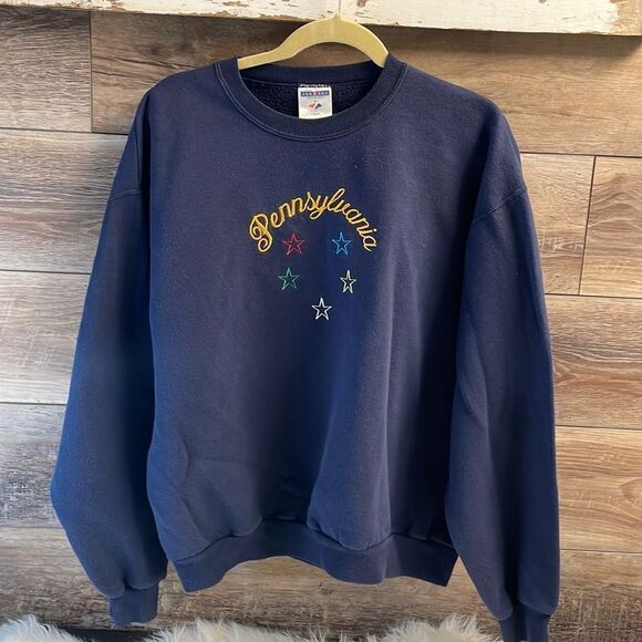 Jerzees Tops - Jerzees Pennsylvania SweatShirt, Large, Navy Blue
